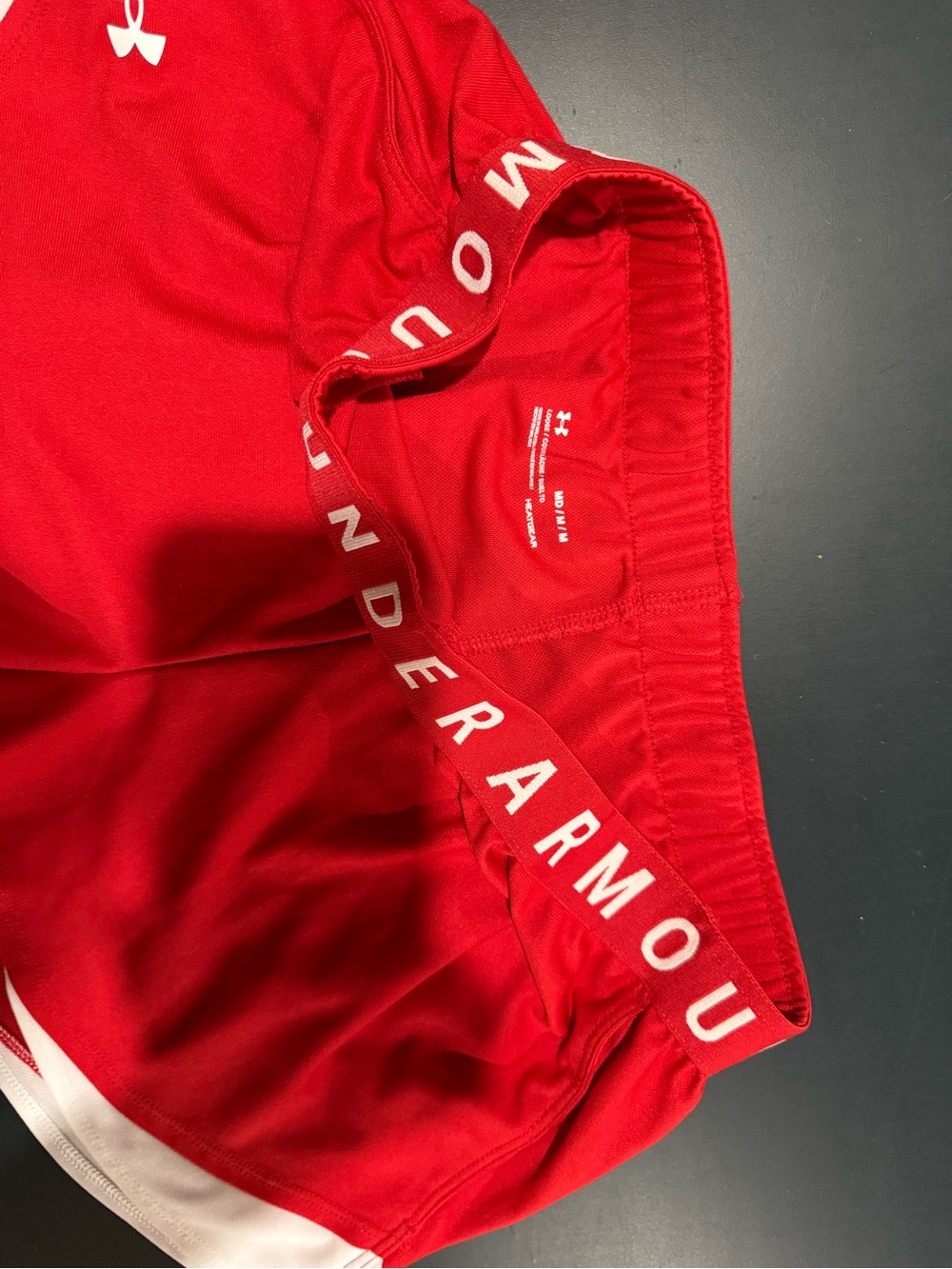 Under Armour Red and White Women’s Athletic Shorts - Picture 2 of 4
